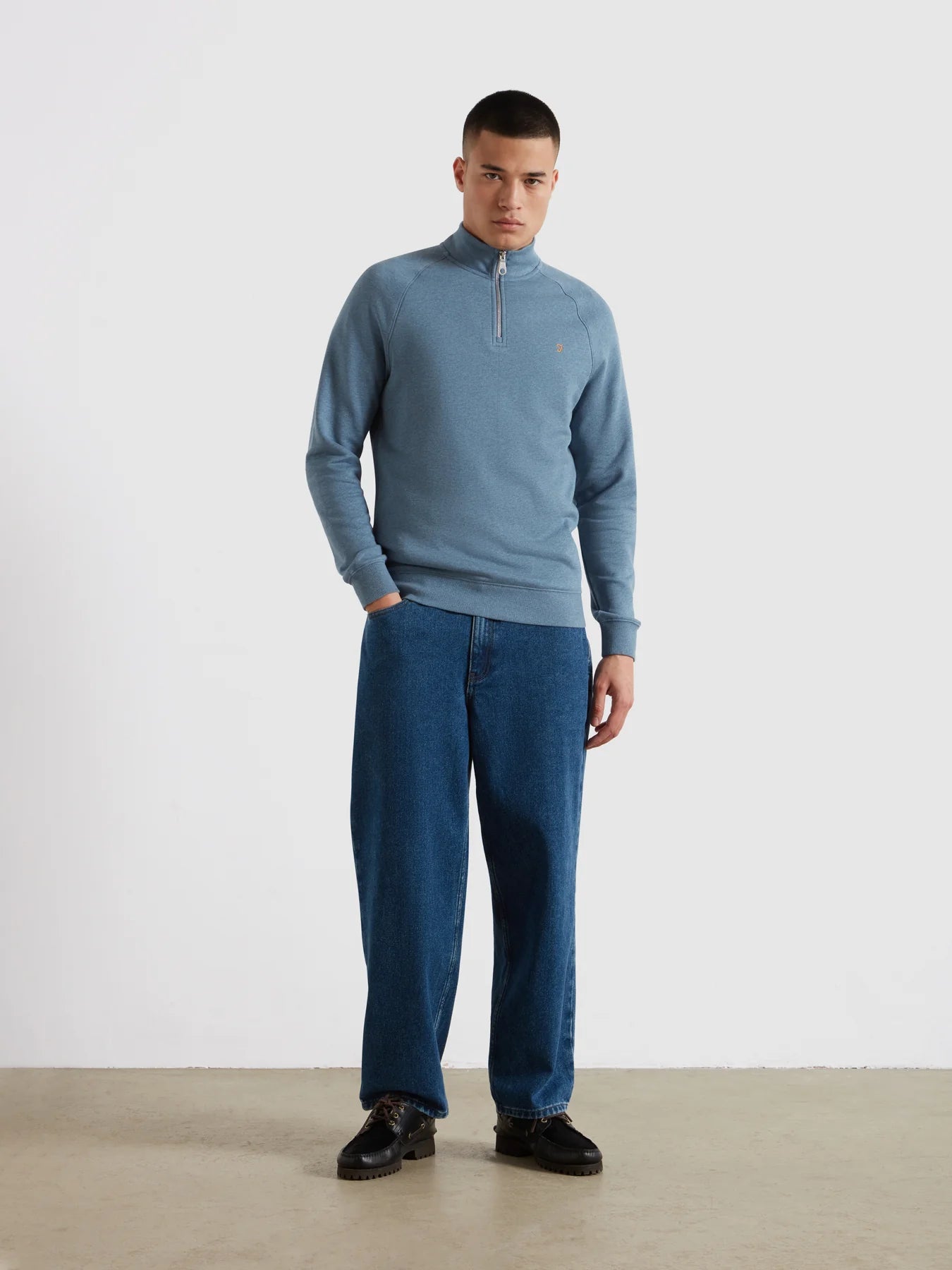 Farah Jim Cotton Quarter Zip Sweatshirt