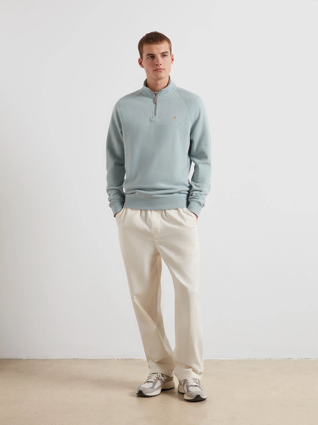 Farah Jim Cotton Quarter Zip Sweatshirt