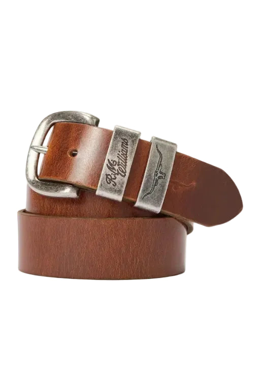 RM Williams Mid-Brown Leather Drover Belt Antique Buckle
