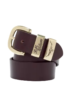 RM Williams Leather Drover Gold Buckle Belt Chestnut