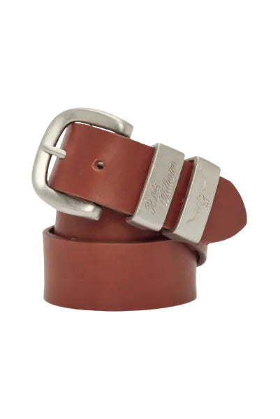 RM Williams Leather Drover Belt Brushed Nickle Buckle Dark Tan