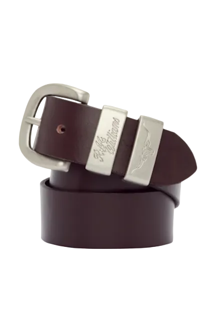 RM Williams Leather Drover Belt Brushed Nickle Buckle Chestnut