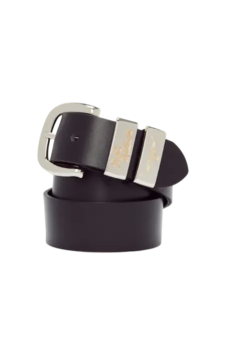 RM Williams Jerrawa Solid Hide Silver Buckle Belt