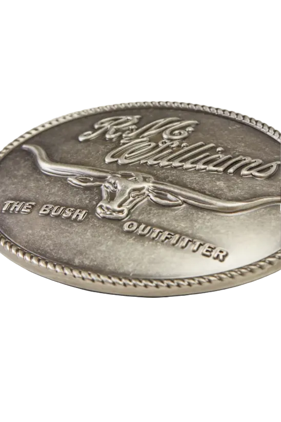 RM Williams Logo Buckle Antique Silver