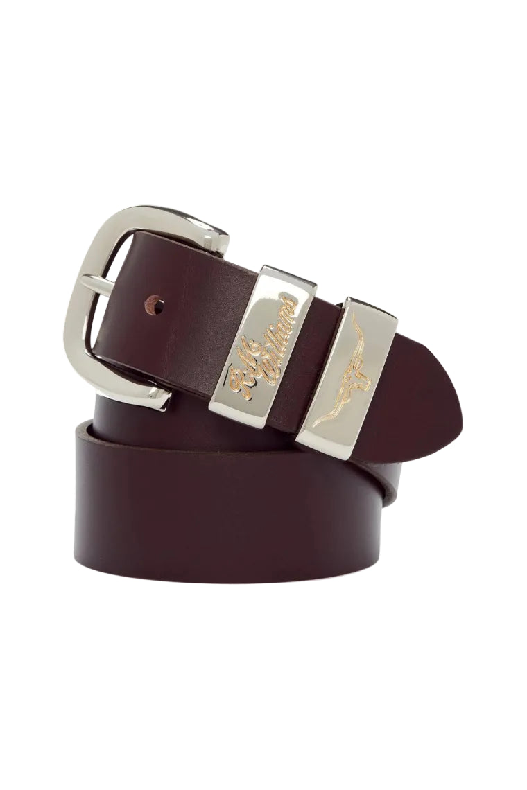 RM Williams Jerrawa Solid Hide Silver Buckle Belt