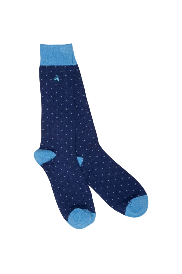Swole Panda Bamboo Socks SP337 Spotted Sky Blue